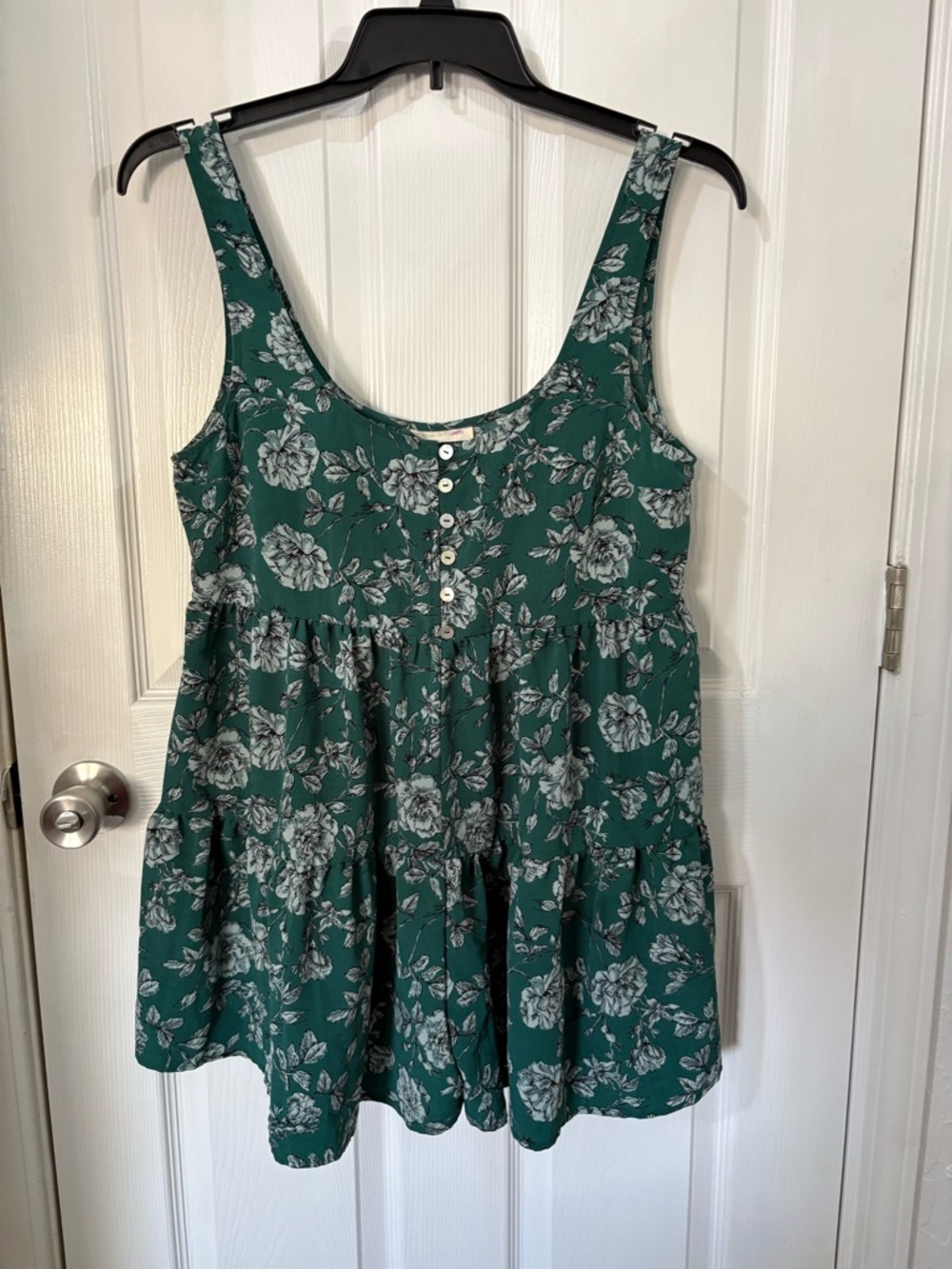 Urban Outfitters Green Floral Tiered dress